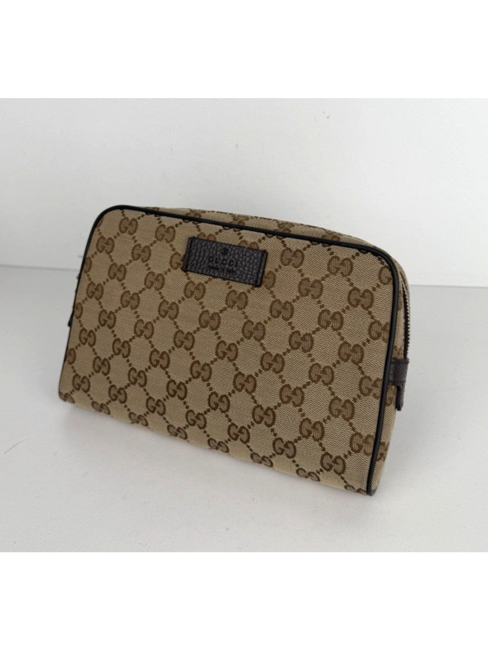 Gucci GG Monogram Belt Bag in Brown & Beige Canvas & Leather Trim S06